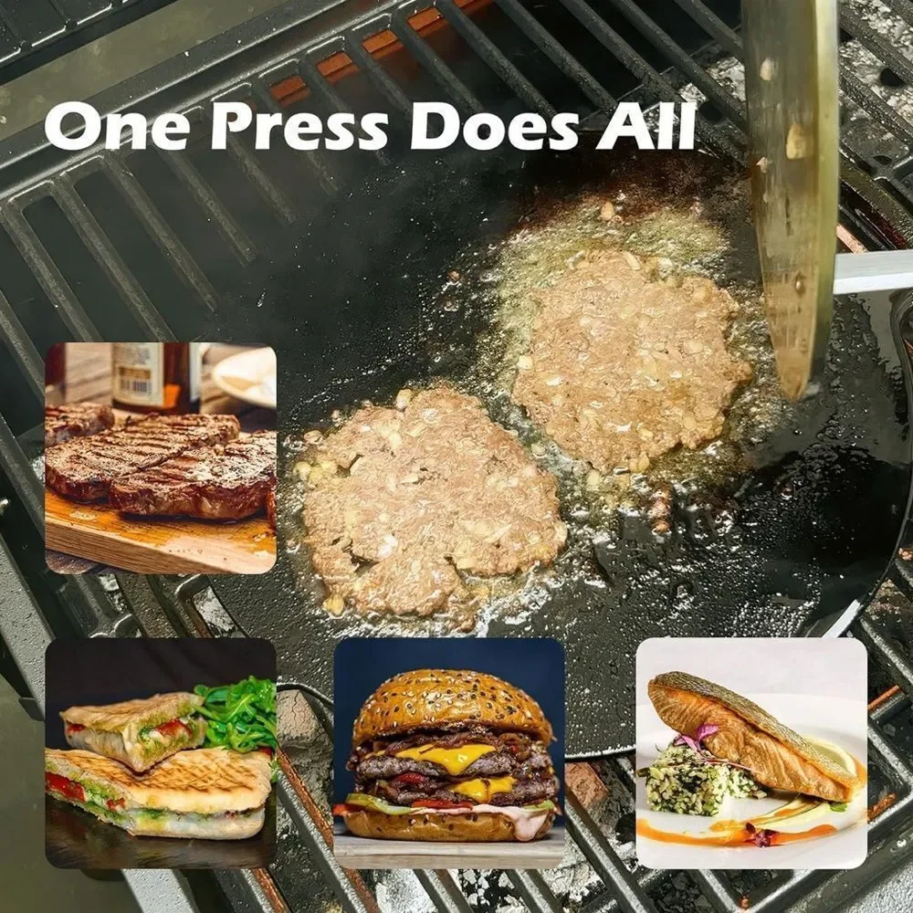 MANUCODE Smash Burger Press, Stainless Steel, Easy to Clean and Seasoning Free